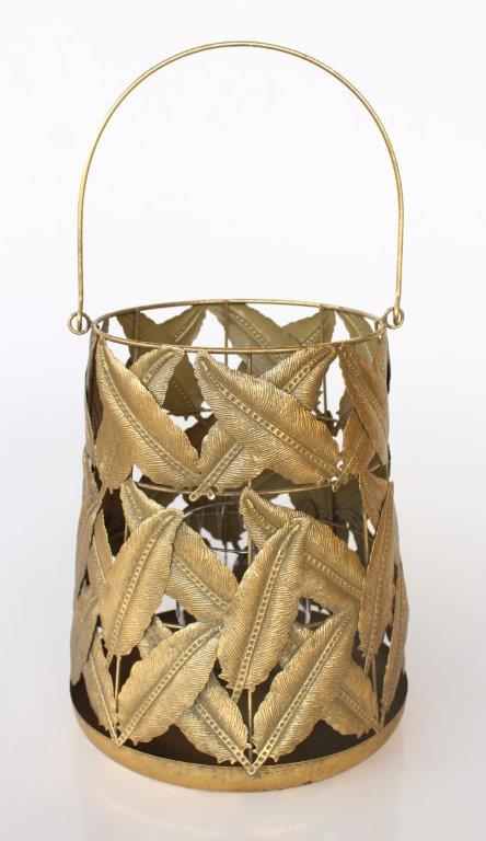 Metal Leaf Gold Candle Holder